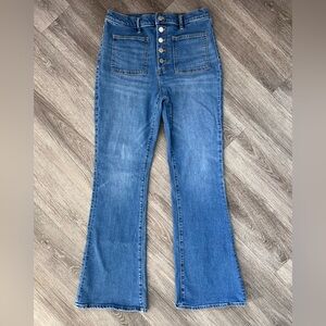 Ann Taylor The Flare Patch Pocket Button-Front Jean High Rise